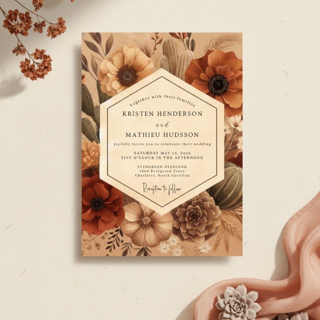 Convites Sienna Earthy Bloom Wedding (Criador carregado)