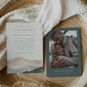 Convites Sierra Dusk Desert Blush & Slate Photo Weding