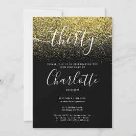 Convites Signature aniversário de 30 anos Dourado Glitter C
