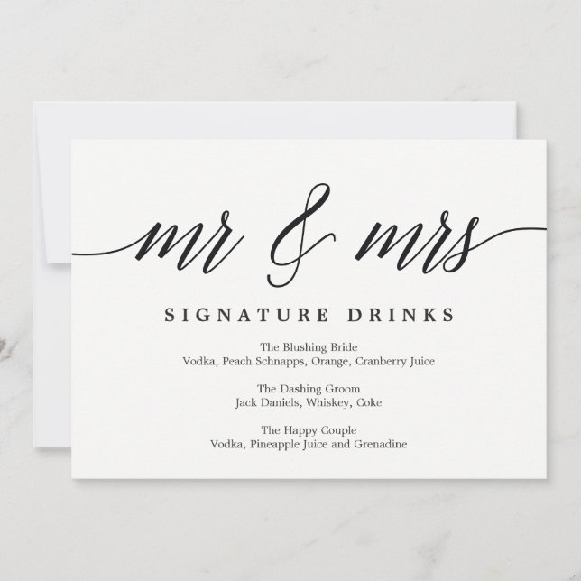 Convites Signature Drinks - Script Moderno (Frente)