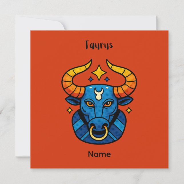 Convites Signo do Zodíaco Touro - Bússola Celestial Dourada (Frente)