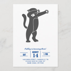 Convites Silhouette Dabbing cat - Escolher cor de fundo