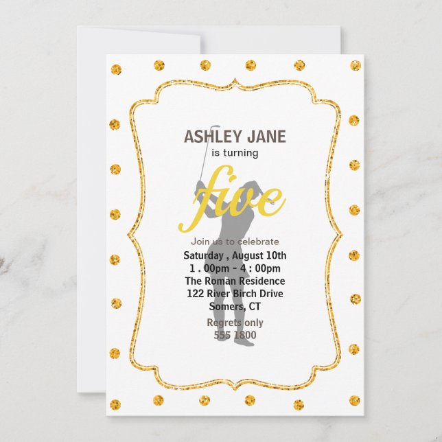 Convites Silhouette de uma mulher jogando golfe (Frente)