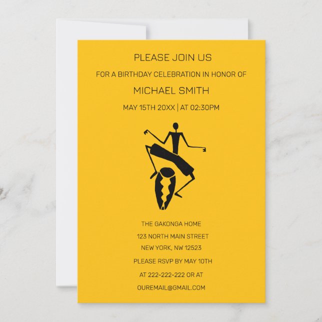 Convites Silhouette Master Drummer Birthday (Frente)