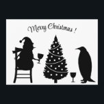 Convites silhouette snowman pinguin christmas elegante<br><div class="desc">silhouette snowman pinguin natal,  elegante minimalismo</div>