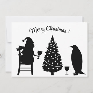 Convites silhouette snowman pinguin christmas elegante
