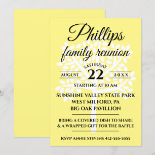 Convites Silhueta branca de árvore de união da família amar