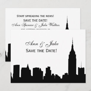 Convites Silhueta da Cidade de NY DIY BG Cor Salvar a Data 