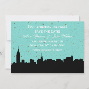 Convites Silhueta da Cidade de NY DIY Cor de Fundo Save the
