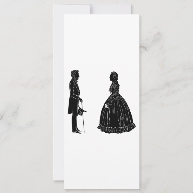 Convites silhueta de abraham lincoln mary todd lincoln (Frente)