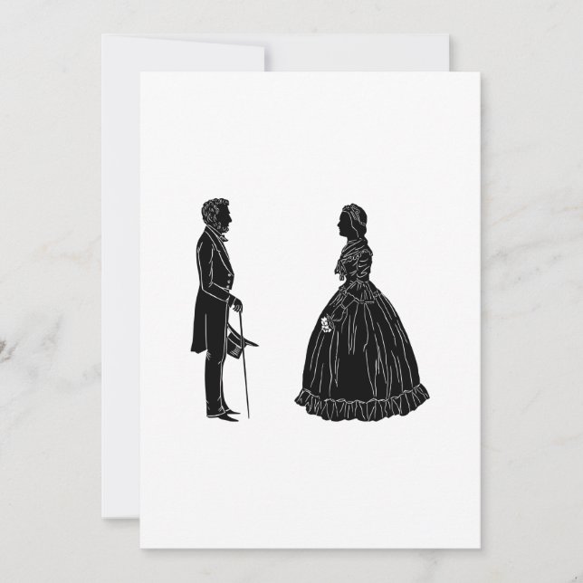 Convites silhueta de abraham lincoln mary todd lincoln (Frente)