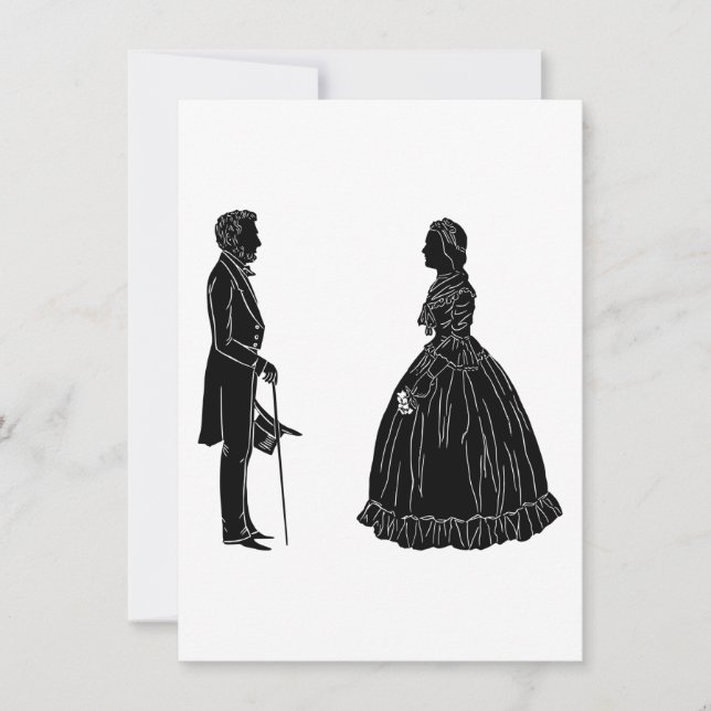 Convites silhueta de abraham lincoln mary todd lincoln (Frente)