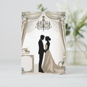 Convites 💍 Silhueta de Casal Romântico com Moldura Floral 
