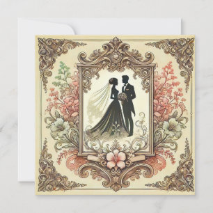 Convites Silhueta de Casamento Elegante Enquadrada