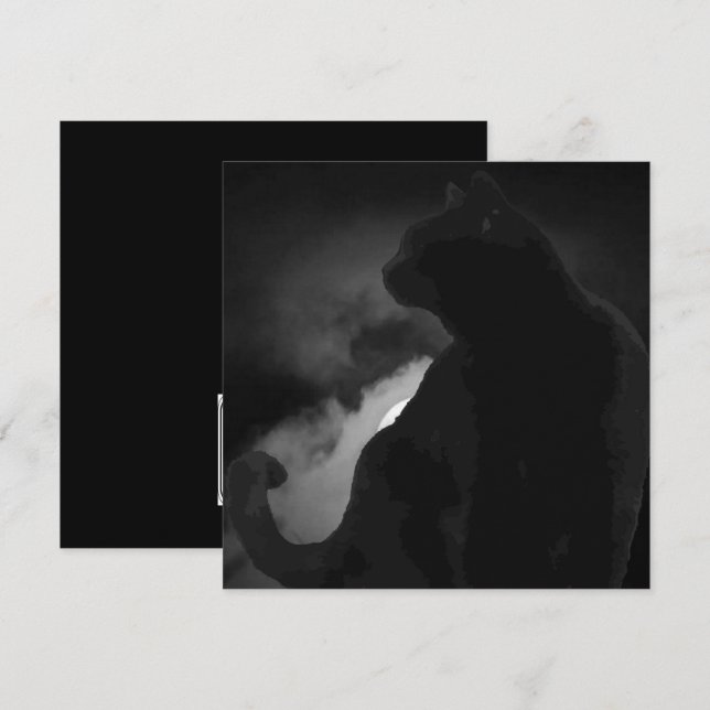 Convites Silhueta de Gato Preto ao Luar (Frente/Verso)