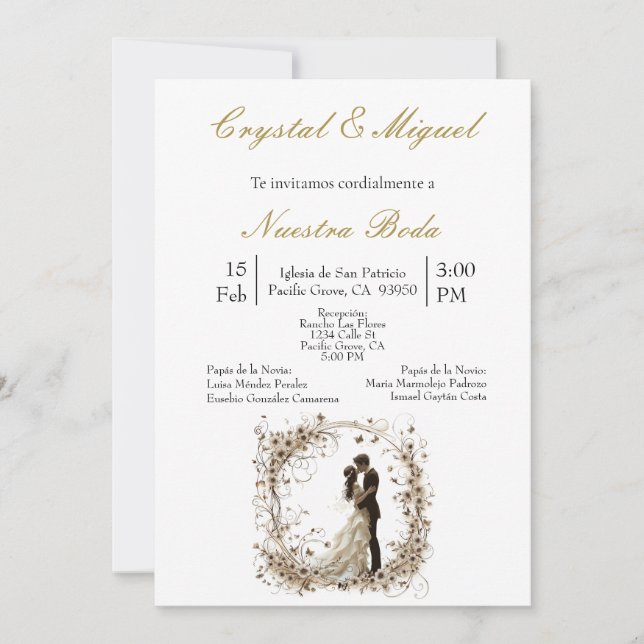 Convites Silhueta de novia y novio (Frente)