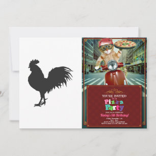 Convites Silhueta de rooster - Escolher cor de fundo