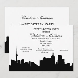 Convites Silhueta de Toronto DIY Cor de Fundo Sweet 16