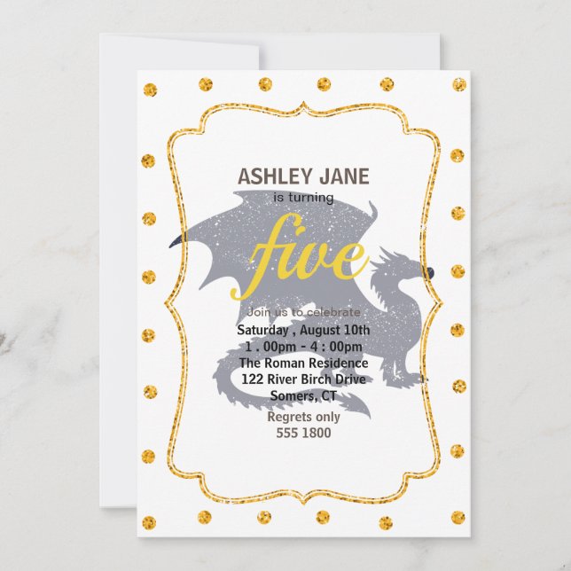 Convites Silhueta do dragão - Escolher cor de fundo (Frente)