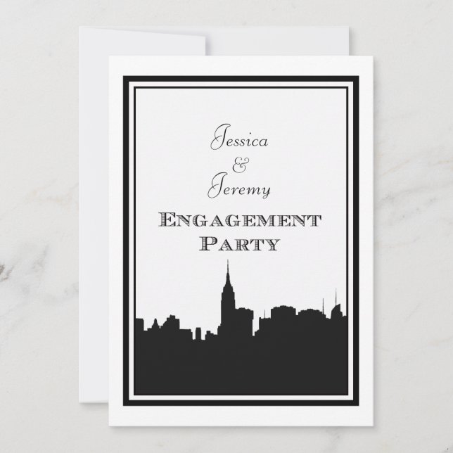 Convites Silhueta do horizonte de NYC #2 DIY Engajamento (Frente)