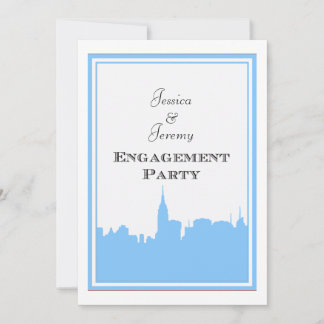 Convites Silhueta do Horizonte de NYC Azul Claro #2 DIY Eng