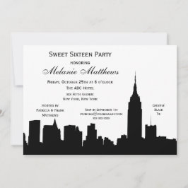 Convites Silhueta do Horizonte de NYC Sweet Sixteen