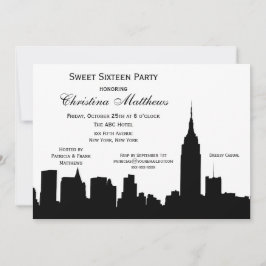 Convites Silhueta do Horizonte de NYC Sweet Sixteen