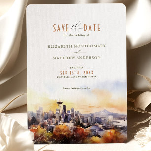 Convites Silhueta do Pôr do Sol em Seattle - Save-the-Date