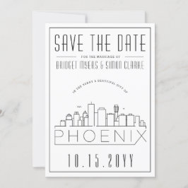 Convites Silhueta Estilizada da Cidade de Phoenix para Data