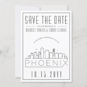 Convites Silhueta Estilizada da Cidade de Phoenix para Data