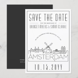 Convites Silhueta Estilizada de Amsterdã para Save the Date