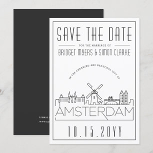 Convites Silhueta Estilizada de Amsterdã - Save the Date do