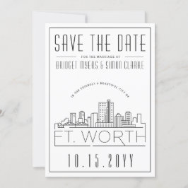 Convites Silhueta Estilizada de Fort Worth para Casamento S