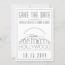 Silhueta Estilizada de Hollywood Save the Date de 