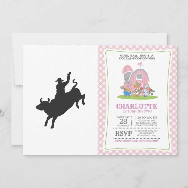 Convites Silhueta Rodeo Bull Ride (Frente)