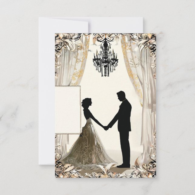 Convites Silhueta romântica de um casal (Frente)