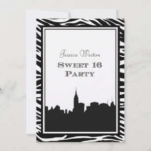 Convites Silhueta Skyline NYC #2 Zebra Sweet 16