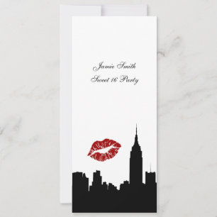 Convites Silhueta Skyline NYC, Kiss ESB #1 BW Sweet 16 VV