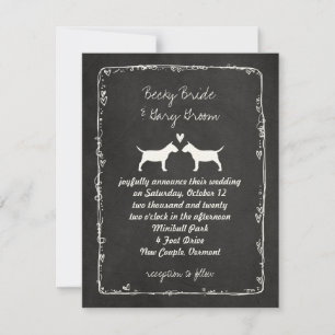 Convites Silhuetas de Bull Terrier Miniatura Casamento
