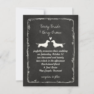 Convites Silhuetas de Dachshund Cachorros Wiener Casamento
