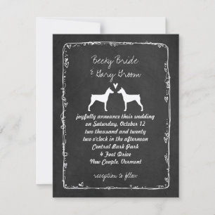 Convites Silhuetas de Pinscher Alemão Casamento Save the Da