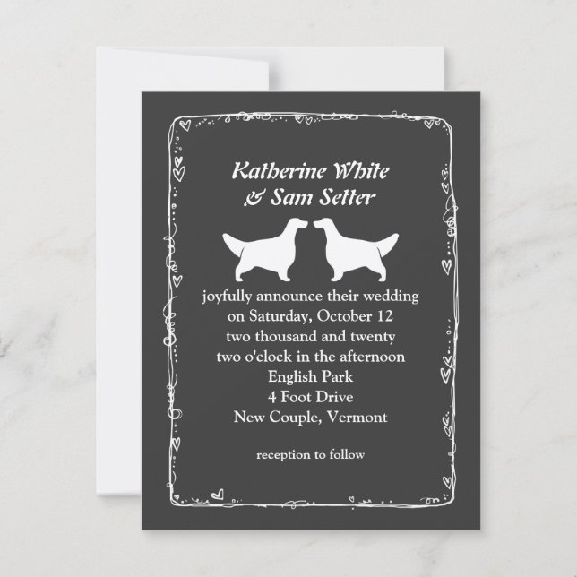 Convites Silhuetas de Setter Inglês Casamento (Frente)