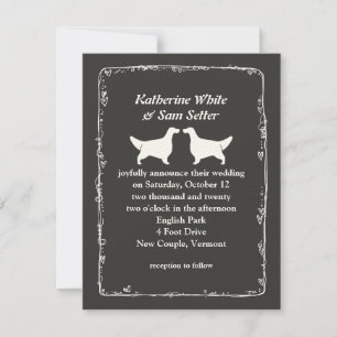 Convites Silhuetas de Setter Inglês Casamento