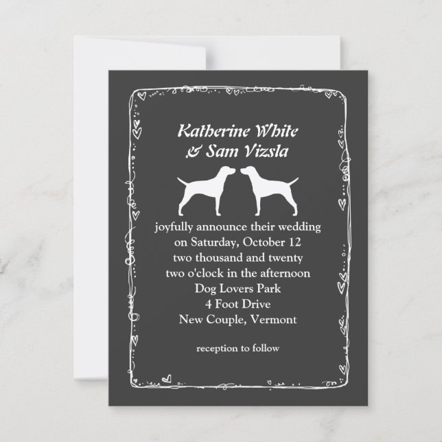 Convites Silhuetas de Vizsla Húngaro Casamento (Frente)