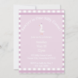 Convites Silly Goose 1st Birthday Invitation (Pink)