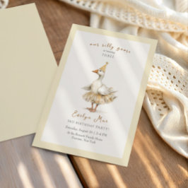 Convites Silly Goose 3rd Birthday Yellow Watercolor