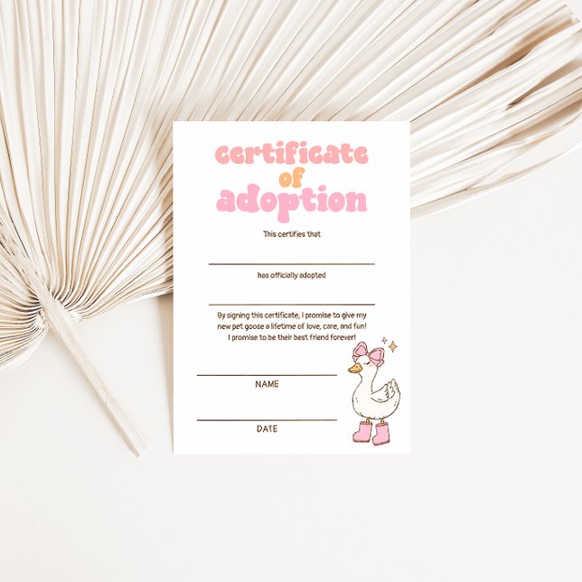 Convites Silly Goose Certificate of Adoption (Criador carregado)