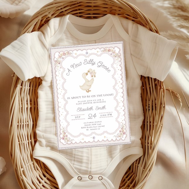 Convites Silly Goose Duck Gender Neutral VintageBaby Shower (Criador carregado)