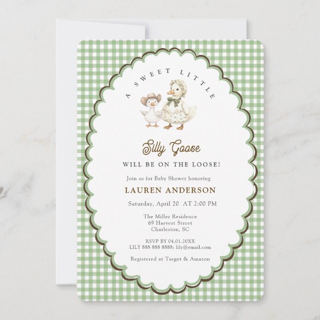 Convites Silly Goose Gender neutral Baby shower (Frente)