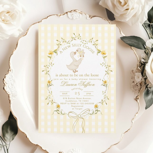 Convites Silly Goose Gender neutral Yellow Baby Shower (Criador carregado)
